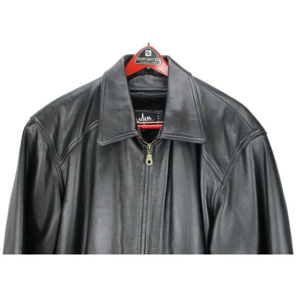 A1 Global Black Genuine Leather Jacket Size L w/ Zip in Liner - Anjum Collection - Picture 2 of 10
